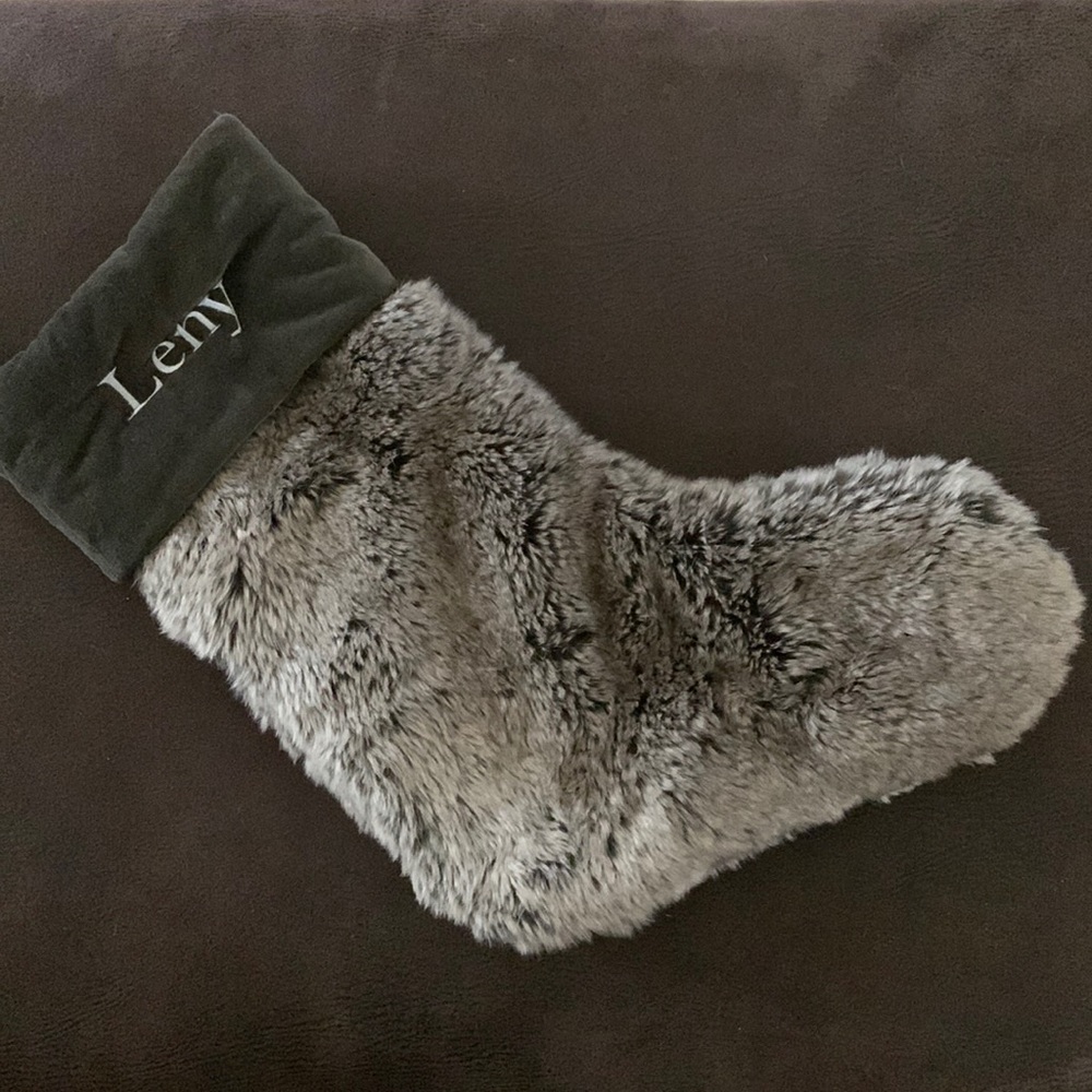 Leny Pottery Barn Stocking with the name Faux Fur.